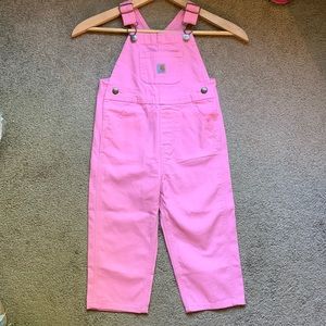 Carhartt Canvas Bib/Overalls - PINK (size 2T)